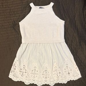 A Pea in the Pod Cream Knit and Lace Kids Dress